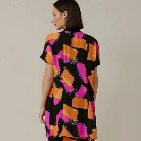 Joseph Ribkoff Cardigan Topper Jacket Short Sleeve Black Colorful New NWT Size 4 - Picture 5 of 10